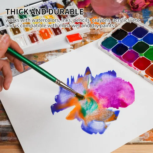 Miniatura 7 de 100 piezas de papel de acuarela de algodón de 8.5 x 11 pulgadas, papel de color de agua grueso de 140 lb/300 GSM, papel de arte blanco para dibujar