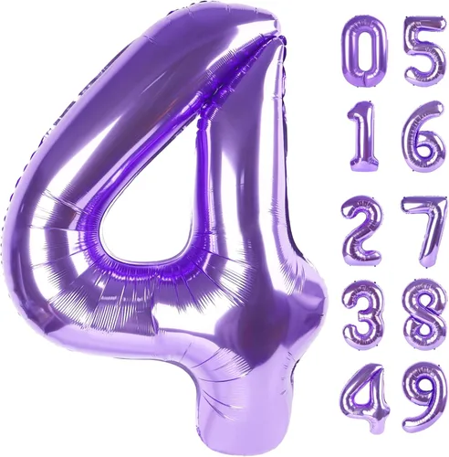 Miniatura 327 de Globo de cumpleaños número 4 dorado de 40 pulgadas, globos gigantes del número cuatro 14 24 34 40 44 2024, globos grandes de lámina de mylar para Oro
