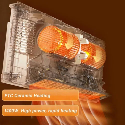 Miniatura 7 de Calentador de pared eléctrico de 1400 W para uso en interiores, cerámica PTC, calentamiento rápido 3S, temporizador de 6 horas, protección contra