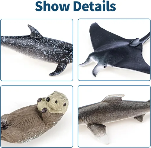 Miniatura 6 de 36 piezas de juguetes de animales marinos con tiburón, ballena, pulpo y otras figuras de animales del océano, juguetes para niños, adornos