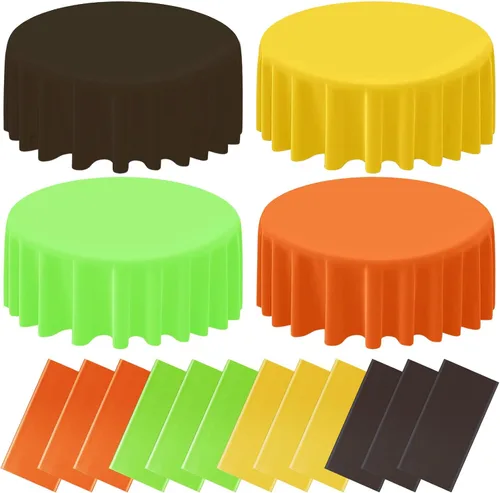 Miniatura 8 de 12 manteles redondos de plástico desechables para Navidad, suministros para fiestas de Año Nuevo, fundas de mesa redondas impermeables para Navidad