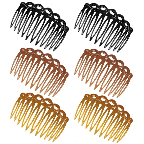Miniatura 10 de COMNICO Juego de 6 peines laterales franceses para el cabello, accesorios de peine de pelo para mujer, juego de accesorios de plástico giratorio