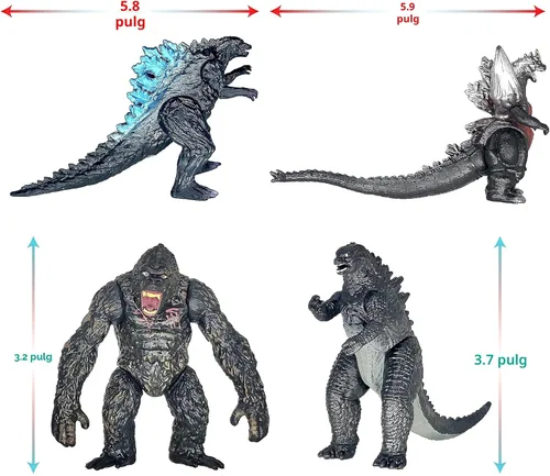 Miniatura 4 de TwCare Juego de 8 figuras de acción movibles de King Kong vs Godzilla Toys King of the Monsters para cumpleaños, dinosaurio, regalo para niños Set