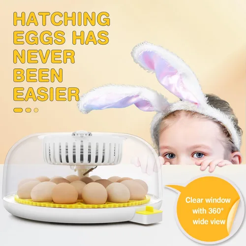 Miniatura 6 de Sailnovo Incubadora de 18 huevos para incubar huevos con giro automático de huevos y pantalla de humedad, control de temperatura, visión clara