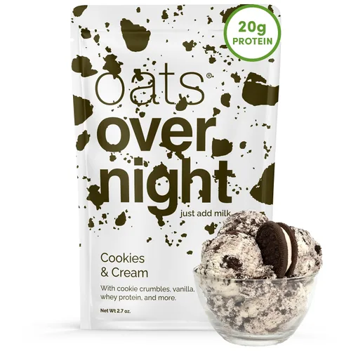 Miniatura 8 de Oats Overnight Galletas y Crema - Avena durante la noche con 20 g de proteína de suero, batido de proteína de desayuno alto en fibra - Harina