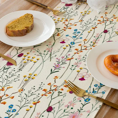 Miniatura 6 de Camino de mesa de flores silvestres en acuarela, decoración de mesa de comedor de cocina y vacaciones de verano para decoración del hogar, 13 x 90