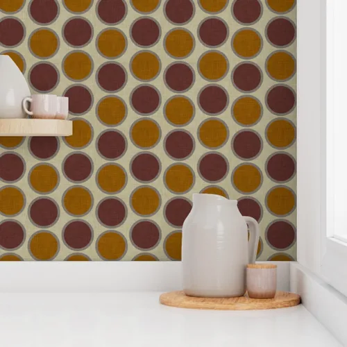 Miniatura 8 de Removable Wallpaper Swatch - Mod Circles Brown Dot Custom Pre-Pasted Wallpaper by Spoonflower