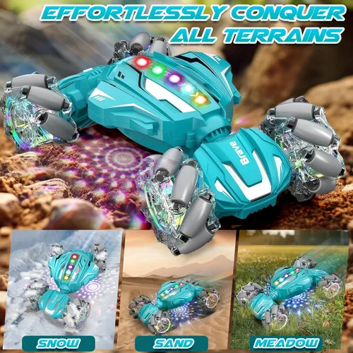 Miniatura 6 de Auto de Acrobacias RC con Detección de Gestos, Juguetes para Niños de 6-12 Años, Auto de Control Remoto Controlado a Mano 4WD con Luz y Música