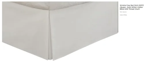 Miniatura 2 de sheetsnthings Falda de cama sin arrugas de 650 hilos (Queen, color blanco sólido) mezcla de algodón de 650 hilos