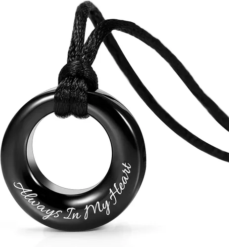Miniatura 10 de Hearbeingt Collar de urna de cremación para cenizas para mujeres y hombres, colgante conmemorativo de la eternidad del círculo de la vida, joyería