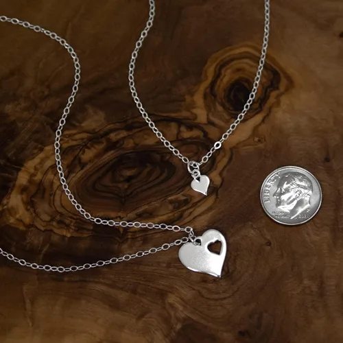 Miniatura 4 de Juego de madre-hija, collares de recorte de corazón, 2 collares de plata de ley para regalo del Día de la madre