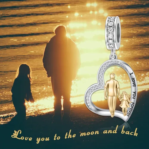 Miniatura 26 de PROESS Dije para padre, madre e hija, pulsera de plata de ley para pulseras, regalos de cumpleaños, día de San Valentín, para hija, madre, amante