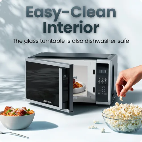 Miniatura 6 de Chefman Horno microondas compacto de 0.7 pies cúbicos, 700 W con 10 niveles de potencia, 3 ajustes preestablecidos de cocción con cocción expresa
