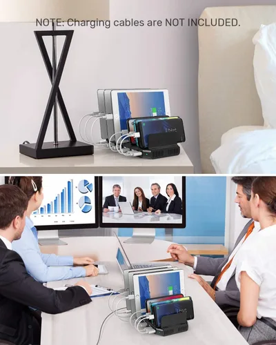 Miniatura 6 de Unitek Estación de carga rápida con carga rápida 3.0, estación de carga múltiple USB para múltiples dispositivos, iPhone, iPad, tableta, Kindle