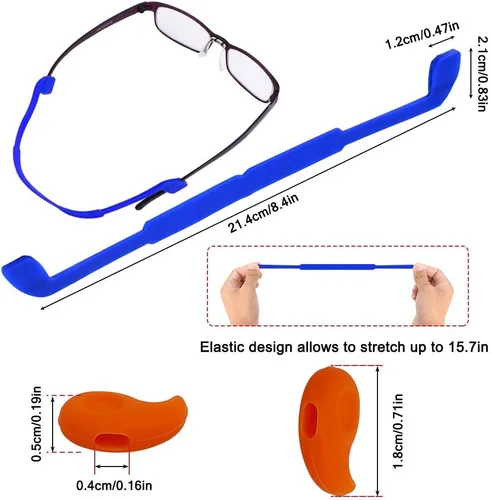 Miniatura 3 de SENHAI Paquete de 6 correas de silicona antideslizantes para lentes con 6 pares de ganchos de agarre para las orejas, soporte suave para lentes