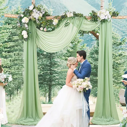 Miniatura 16 de Cortinas de boda con rosas polvorientas, 2 paneles de 6 yardas, cortinas de fondo transparentes para despedida de soltera, arcos de boda