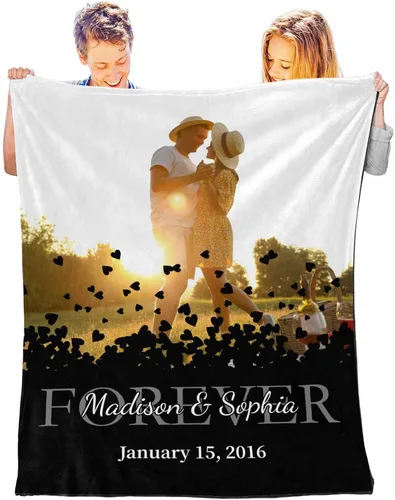 D-Story Mantas personalizadas con fotos, regalos personalizados para parejas, regalos de aniversario y cumpleaños para esposa, marido, novia, novio,