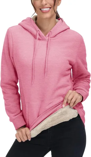 Miniatura 43 de MAGCOMSEN Sudaderas con capucha para mujer, con forro de sherpa, de vellón, para invierno, cálido, pesado, de algodón, con bolsillo