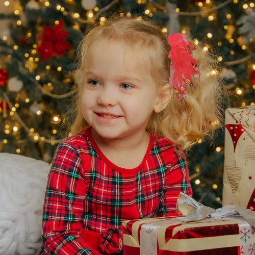 Miniatura 2 de Madison Tyler 2 lazos elásticos para el cabello de Navidad Coleteros de cinta roja transparente con cascabeles de Navidad Regalos de vacaciones