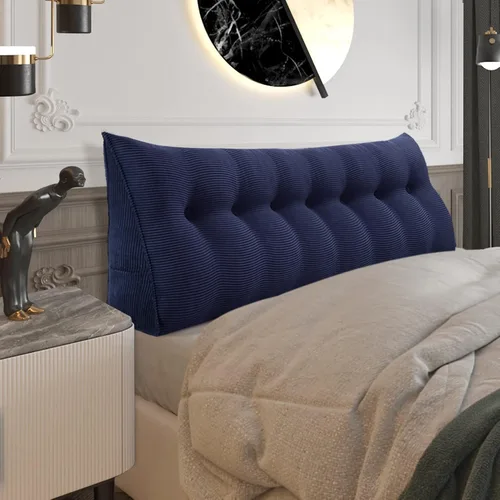 Miniatura 47 de Almohada de cabecera gruesa totalmente rellena individual XL, cabecero acolchado de dormitorio, soporte suave y firme, cojín grande triangular, Azul