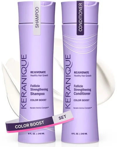 Keranique Champú y Acondicionador Seguro para el Color - Champú y Acondicionador para Proteger y Extender el Color para Mujeres con Cabello Seco,