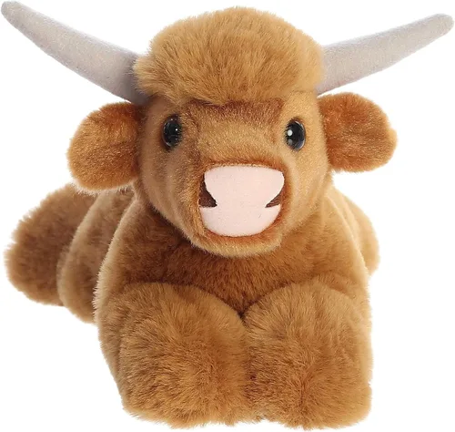 Miniatura 2 de Aurora® Adorable Mini Flopsie™ - Animal de peluche de vaca de las tierras altas, facilidad juguetona, compañeros atemporales, color marrón, 8