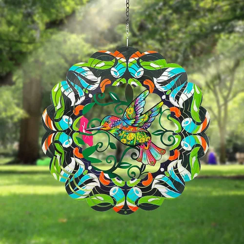 Miniatura 6 de Molinillos de viento de metal para colibrí, regalos de colibrí para mujeres, mamá, abuela, esposa, hilandero de viento colgante para decoración