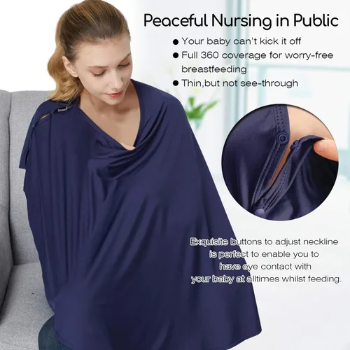 Miniatura 2 de Funda de lactancia y poncho de lactancia para bebé, cubierta de lactancia materna multiusos para toldo de asiento de automóvil, funda de asiento Azul