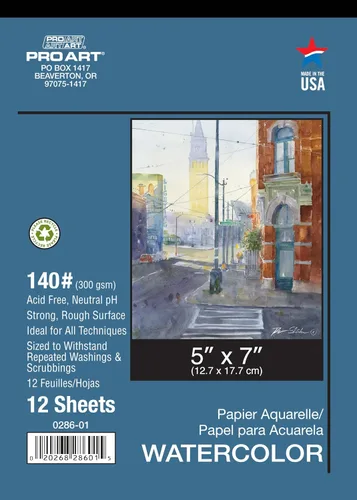 Miniatura 10 de Pro Art Bloc de acuarela de 12 x 16 AF 140 libras, 15 unidades, papel de acuarela, cuaderno de bocetos, papel de color de agua, bloc de papel