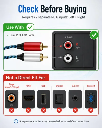 Miniatura 8 de Cable RCA de 5 pies/4.9 ft 2RCA macho a 2RCA macho cable de audio estéreo trenzado de nailon cable de audio auxiliar para cine en casa