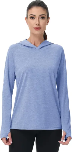 Miniatura 2 de MAGCOMSEN Camiseta de manga larga con protección solar UPF 50+ para mujer, de secado rápido, ligera, para senderismo y atletismo