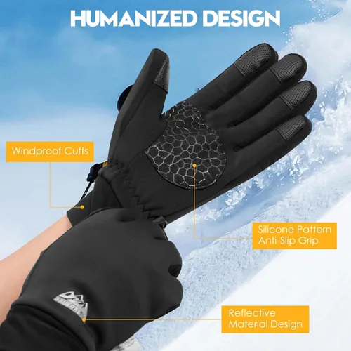 Miniatura 3 de Bruvoalon Guantes de invierno para mujeres y hombres, aislamiento térmico 3M, tela de licra, resistentes al viento, pantalla táctil