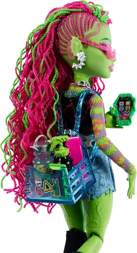 Miniatura 4 de Muñeca Monster High Venus McFlytrap, monstruo planta con mascota gato Chewlian y accesorios como mochila, cuaderno, bocadillos y más
