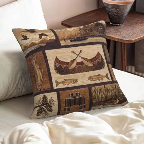 Miniatura 7 de Juego de 2 fundas de almohada cuadradas de 18x18 pulgadas, fundas de almohada decorativas retro negras estilo rústico para casa, sofá, fundas