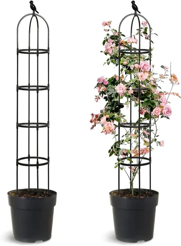 Miniatura 10 de Enrejado de jardín de 65 pulgadas para plantas trepadoras al aire libre, enrejado superior de hongo para plantas en maceta, vides, rosas, clemátides