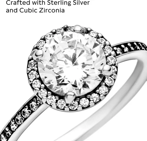 Miniatura 4 de PANDORA Joyería Anillo redondo de circonita cúbica brillante Regalo para ella Plata de ley, Metal, Zirconia cúbica