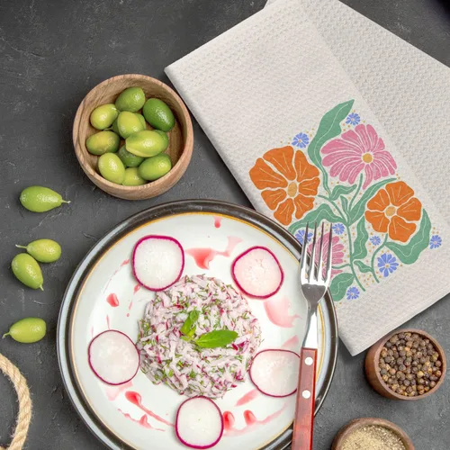 Miniatura 6 de Toallas de cocina bohemias con diseño floral, estilo retro de los años 70, diseño de flores bohemias decorativas para baño, toallas de cocina