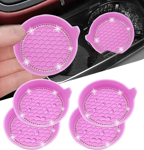 Miniatura 20 de NBTEPEM 2 posavasos de auto con diamantes de imitación, 2.75 pulgadas, antideslizantes, a prueba de golpes, universal, a la moda, para auto