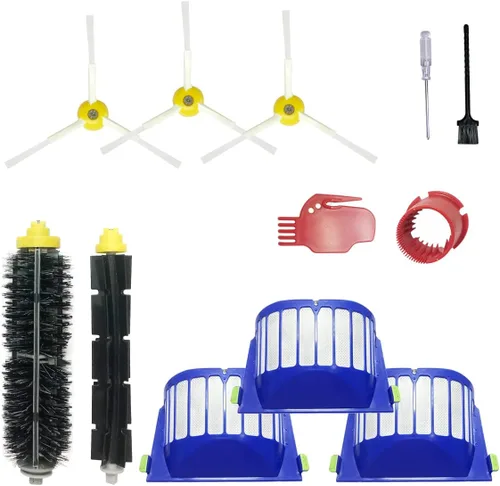 SENNII Robot Aspirador Accesorios para iRobot Roomba Serie 600 y 500, 3 Filtros, 3 Cepillos Laterales, 1 Cepillo de Cerdas