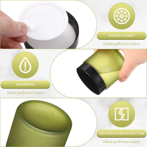 Miniatura 3 de Norme 24 Frascos de Vidrio de 4 oz con Tapas Herméticos Redondos a Prueba de Fugas Vacíos para Cosméticos con Forros Internos en la Tapa para Verde