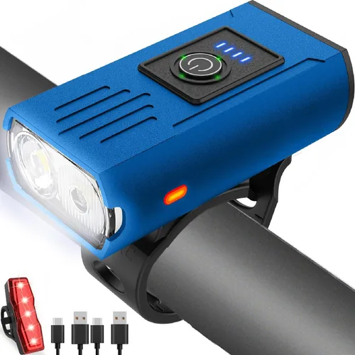 Victoper Bike Light, High Lumens Super Bright Bicycle Lite, 6+4 Modes USB Rechargeable Bike Headlight & Taillight Set, Waterproof Safety Bike Front