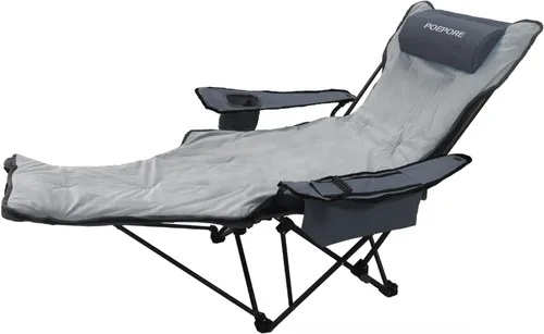 Silla de camping reclinable de 4 posiciones con reposapiés, cómoda para adultos, tumbona plegable de 265 libras, silla de playa de malla con bolsa