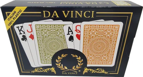 Miniatura 3 de DA VINCI Palermo, cartas italianas 100% de plástico, juego de 2 barajas con estuche rígido y 2 cartas cortadas (índice regular de tamaño póquer)