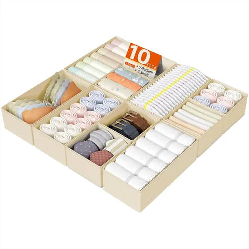 Miniatura 6 de DIMJ Organizadores de Cajones para Ropa, Juego de 4 Contenedores Organizadores para Cómoda, Organizadores de Armario de Tela y Almacenamiento