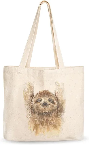 Miniatura 10 de Bolsa de lona, diseño animal, refuerzo resistente, 100% algodón natural, para compras, comestibles, computadora portátil., XL, Bolso grande de lona