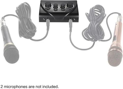 Miniatura 5 de Mezclador de sonido para karaoke con entradas duales para micrófono Mezclador de audio amplificador de auriculares Mezclador de 2 canales con cable