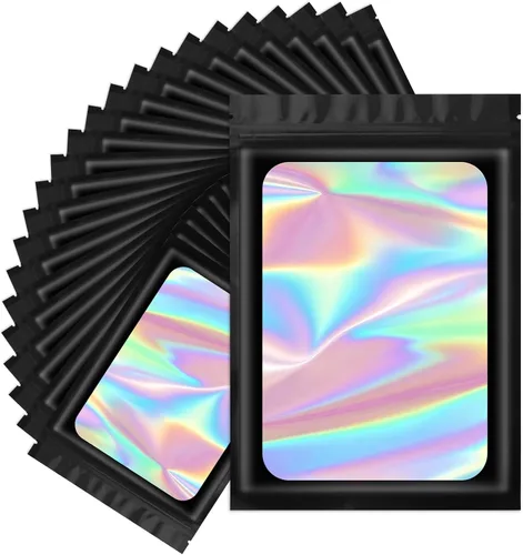 Miniatura 15 de ANZNKU 50 piezas 7 cm x 23 cm Bolsas holográficas para bolígrafos Bolsas de embalaje para bolígrafos Bolsa resellable a prueba de olores