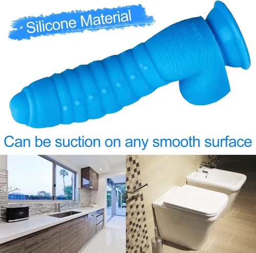 Miniatura 4 de Consolador realista, material de silicona líquida sin olor, juguetes sexuales para adultos, pene, fuerte ventosa para usar sin manos, 2 bolas, punto