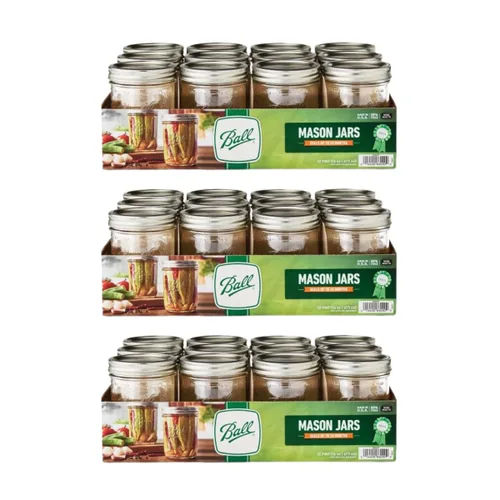 Miniatura 14 de Ball Mason, Frascos de mermelada con tapas y bandas, Set de 12 unidades de 4 oz, 4 onza, Transparente
