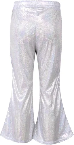 Miniatura 2 de Agoky Pantalones de baile de lentejuelas brillantes para niñas y niñas, pantalones acampanados de pierna ancha, pantalones acampanados para hip hop